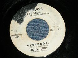 画像1: AL de LORY   - A) YESTERDAY B) TRAFFIC JAM  (Ex+++/Ex+++)  /  1965 US AMERICA ORIGINAL "WHITE LABEL PROMO" Used 7" SINGLE 