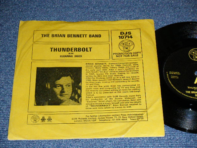 The BRIAN BENNETT BAND of The SHADOWS - THUNDERBOLT  ( Ex+/Ex+++  ) / 1976 UK ENGLAND ORIGINAL Used 7