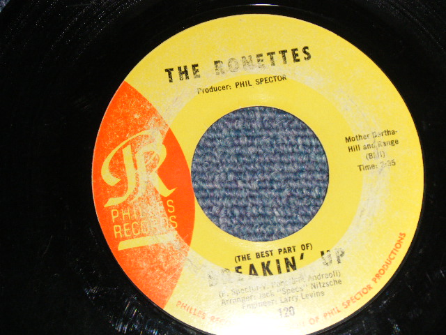 THE RONETTES - (THE BEST PART OF) BREAKIN' UP (POOR/POOR CRACK) / 1964 US AMERICA ORIGINAL Used 7