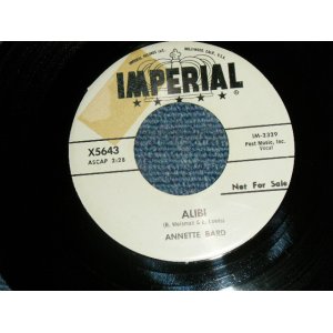 画像: ANNETTE BARD (CAROL CONNORS of TEDDY BEARS ) - A) ALIBI B) WHAT DIFFERENCE DOES IT MAKE (Ex++ Looks:Ex+++/Ex++ Looks:Ex+++)   / 1960 US AMERICA ORIGINAL "WHITE LABEL PROMO" Used 7" Single 