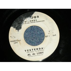 画像: AL de LORY   - A) YESTERDAY B) TRAFFIC JAM  (Ex+++/Ex+++)  /  1965 US AMERICA ORIGINAL "WHITE LABEL PROMO" Used 7" SINGLE 
