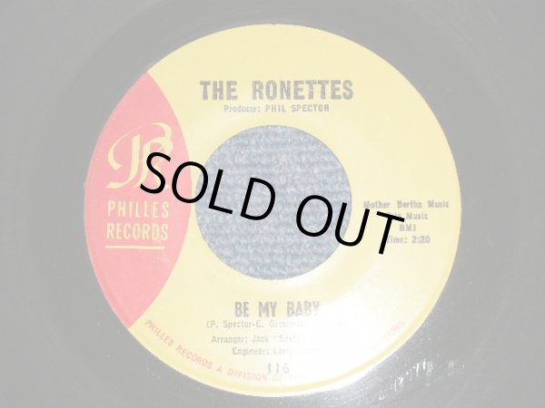 画像1: THE RONETTES - BE MY BABY (YELLOW LABEL) (Ex+/Ex+)/ 1963 US AMERICA ORIGINAL Used 7" SINGLE 