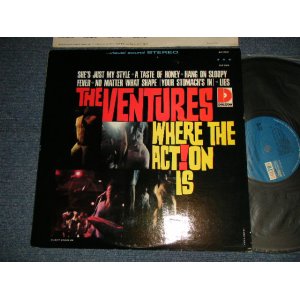 画像: THE VENTURES -  WHERE THE ACTION IS (Ex++/Ex+++) / Late 1965 Version? US AMERICA 2nd Press "BLUE with BLACK PRINT Label" STEREO Used LP 