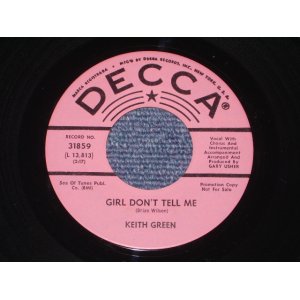 画像: KEITH GREEN - GIRL DON'T TELL ME / 1965 US ORIGINAL Pink Label Promo 7" Single 