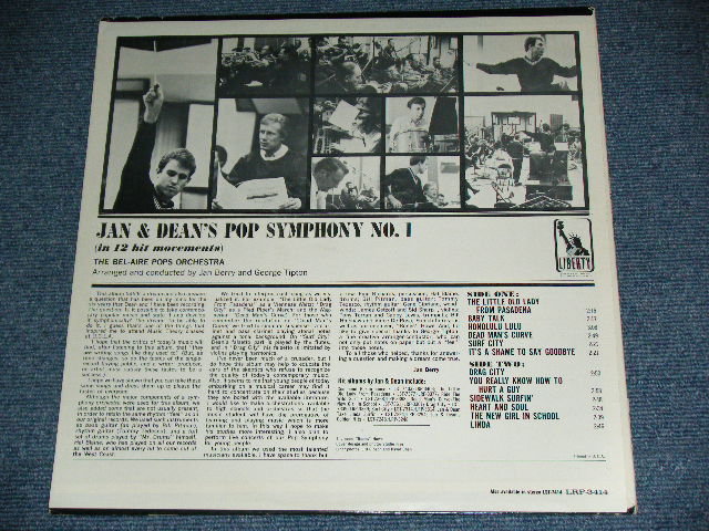 画像: BEL-AIRE POPS ORCHESTRA ( Conducted by JAN BERRY & GEROGE TIPTON )  - JAN & DEAN'S POP SYMPHONY NO.1 ( Ex+++/MINT- )  / 1965 US ORIGINAL MONO  LP 