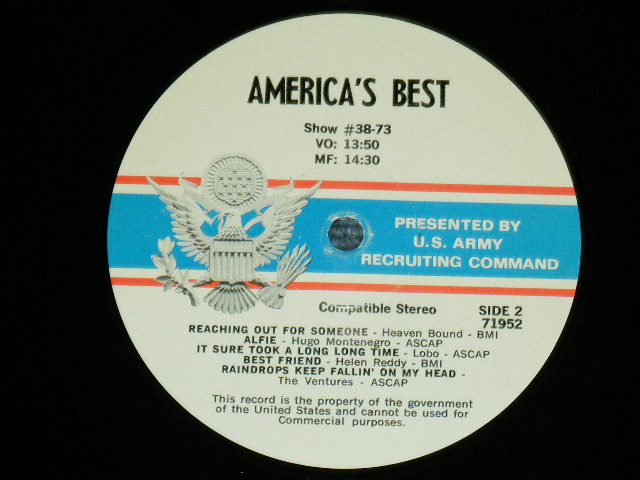 画像1: V.A. THE VENTURES - AMERICA'S BEST SHOW #37-73 / 1970'S  US ARMED FORCE RADIO SHOW  LP 