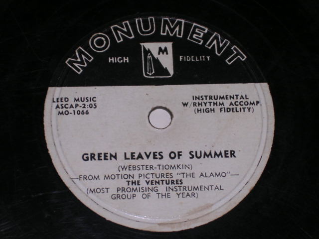 画像: THE VENTURES - YELLOW JACKET / GREEN LEAVES OF SUMMER / 1960s  PHILLIPPINESORIGINAL 78rpm SP