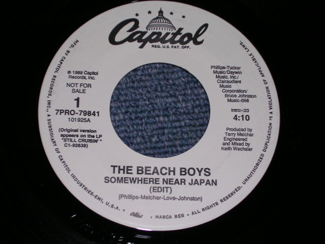 画像: THE BEACH BOYS - SOMEWHERE NEAR IN JAPAN ( EDIT ) / 1989 US ORIGINAL PROMO ONLY 7" SINGLE 