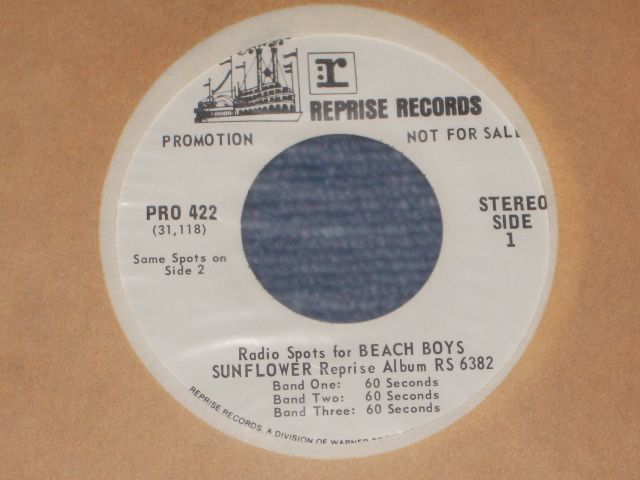 画像: THE BEACH BOYS - Radio Spots for BEACH BOYS SUNFLOWER Reprise Album RS-6382 / 1970 US ORIGINAL Promo Only 7"Single