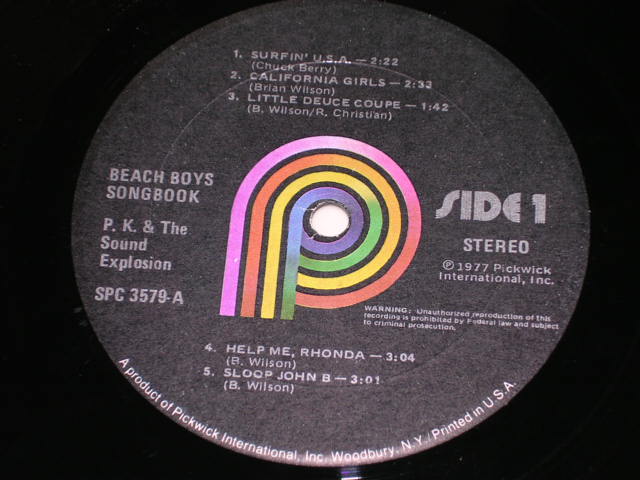 画像: P.K.& THE SOUND EXPLOSION - THE BEACH BOYS SONG BOOK / 1960s? US ORIGINAL LP 