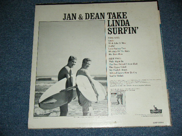 画像: JAN & DEAN - TAKE LINDA SURFIN'  ( Ex/Ex+ )   / 1963 US ORIGINAL MONO  LP 