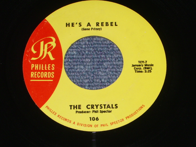 画像: THE CRYSTALS - HE'S A REBEL  ( YELLOW LABEL Matrix 45-TCY-7 & 8  MINT-/Ex+++ ) / 1964? US ORIGINAL 7" SINGLE 