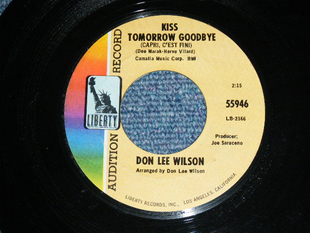 画像: DON LEE WILSON -  KISS TOMORROW GOODBYE / SALLY  ( SMALL STYLE LOGO ) （Ex+++/Ex+++ ) / 1967 US ORIGINAL Audition Lbael Promo 7"SINGLE