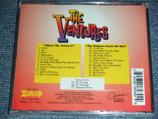 画像: THE VENTURES - WHERE THE ACTION IS + KNOCK ME OUT  ( 2 in 1+ BONUS TRACK/ Ex+++/MINT- ) / 1996 US Brand New Sealed CD 