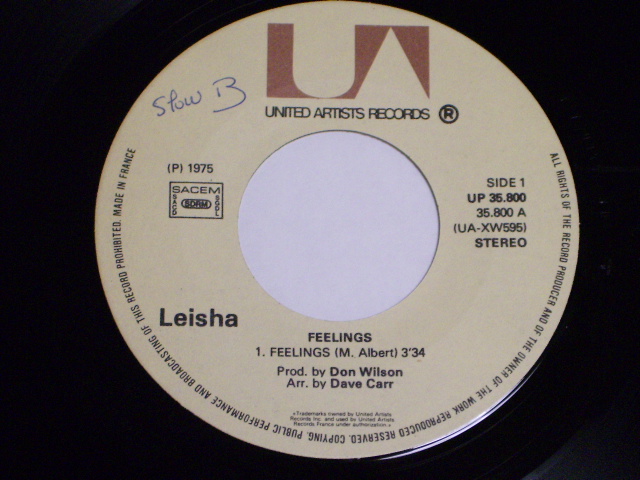 画像: LEISHA( DON WILSON of THE VENTURES) - FEELINGS / 1975 FRENCH ORIGINAL 7"SINGLE With PICTURE SLEEVE