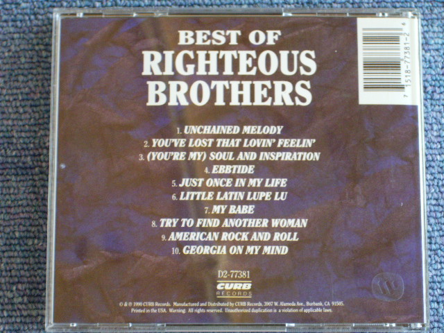 画像: RIGHTEOUS BROTHERS BEST OF / 1990 US Used MINT- CD 