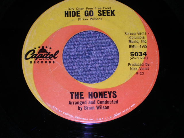 画像1: HONEYS  With BRIAN WILSON of THE BEACH BOYS - HIDE GO SEEK / 1963 US ORIGINAL 7" SINGLE 