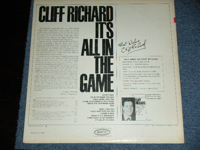 画像: CLIFF RICHARD - IT'S ALL IN THE GAME  ( Ex++/Ex+++ ) / 1964 US ORIGINAL  MONO Used LP  