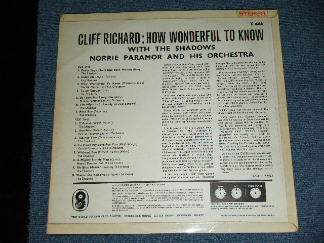 画像: CLIFF RICHARD - HOW WONDERFUL TO KNOW / 1964 UK ORIGINAL 'RECORD CLUB Realesed' Used LP  