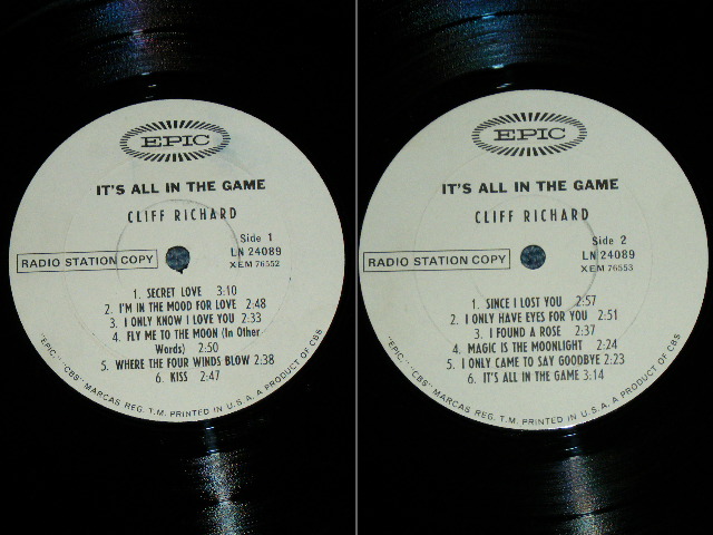 画像: CLIFF RICHARD - IT'S ALL IN THE GAME  ( Ex++/MINT- ) / 1964 US ORIGINAL White Label Promo  MONO Used LP  