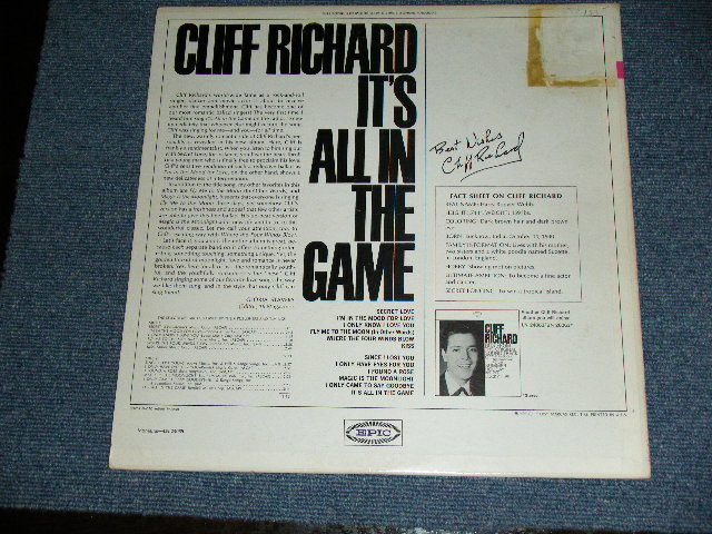 画像: CLIFF RICHARD - IT'S ALL IN THE GAME  ( Ex++/MINT- ) / 1964 US ORIGINAL White Label Promo  MONO Used LP  