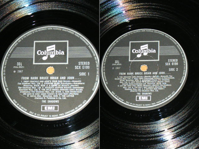画像: THE SHADOWS - FROM HANK, BRUCE, BRIAN & JOHN ( Ex++/Ex++ ) / 1970 UK ORIGINAL 2nd Press One EMI Mark Label Used  LP 