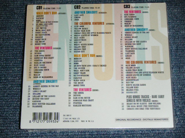 画像: THE VENTURES - 4 ORIGINAL ALBUMS ( WALK DON'T RUN + THE VENTURES + ANOTHER SMASH + THE COLORFUL VENTURES : MONO & STEREO : ALL ORIGINAL TRACKS  : 8 ALBUMS on 3 CD's )  / 2011 EUROPE Brand New SEALED 3 CD'S 