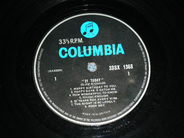 画像: CLIFF RICHARD with THE SHADOWS   -  21 TODAY ( Ex++/Ex+++ )  / 1962?  UK ORIGINAL 2nd Press "BLUE COLUMBIA Label" Used  MONO LP 