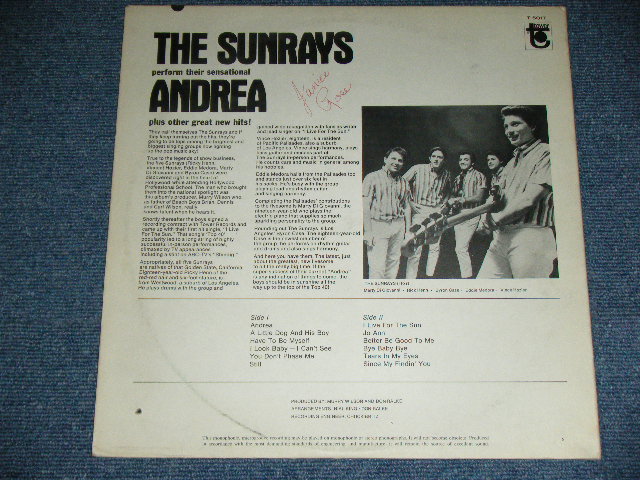 画像: The SUNRAYS - ANDREA  ( MONO : T1-5017-D1/T2-5017-D1 Hand Writings Ex/Ex+,Ex- ) / 1966 US ORIGINAL MONO  LP