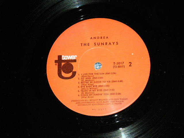 画像: The SUNRAYS - ANDREA  ( MONO : T1-5017-G2/T2-5017-F1  Ex+/Ex+++ ) / 1966 US ORIGINAL MONO  LP
