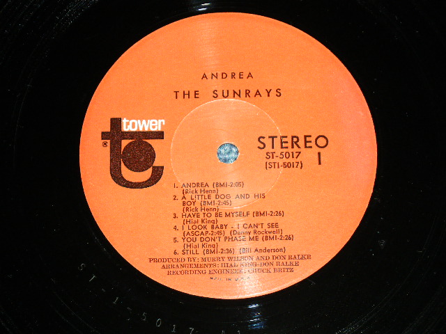 画像: The SUNRAYS - ANDREA  ( STEREO :  Ex++/MINT-, BB Hole ) / 1966 US ORIGINAL STEREO  LP