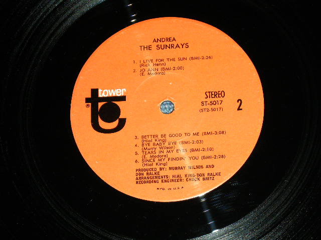 画像: The SUNRAYS - ANDREA  ( STEREO :  MINT-/MINT- ,BB Hole) / 1966 US ORIGINAL STEREO  LP