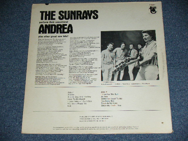 画像: The SUNRAYS - ANDREA  ( MONO : T1-5017-G2/T2-5017-F1  Ex+/MINT-, BB Hole ) / 1966 US ORIGINAL MONO  LP