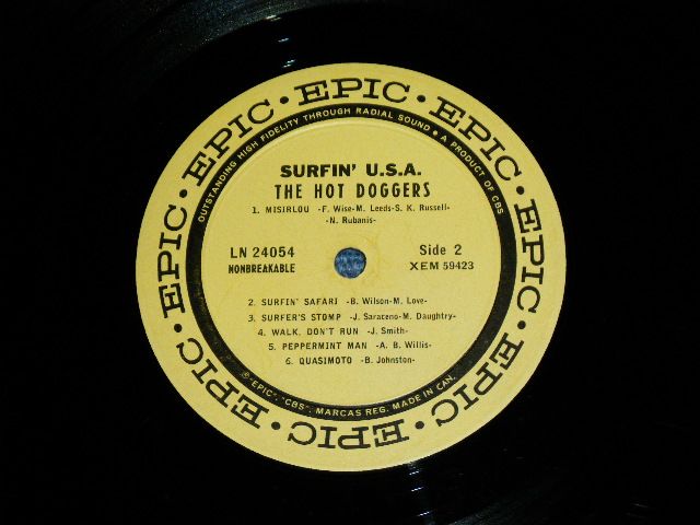 画像: THE HOT DOGGERS - SURFIN' USA  ( Ex+/Ex+++ )  / 1963 US ORIGINAL MONO  Used  LP 