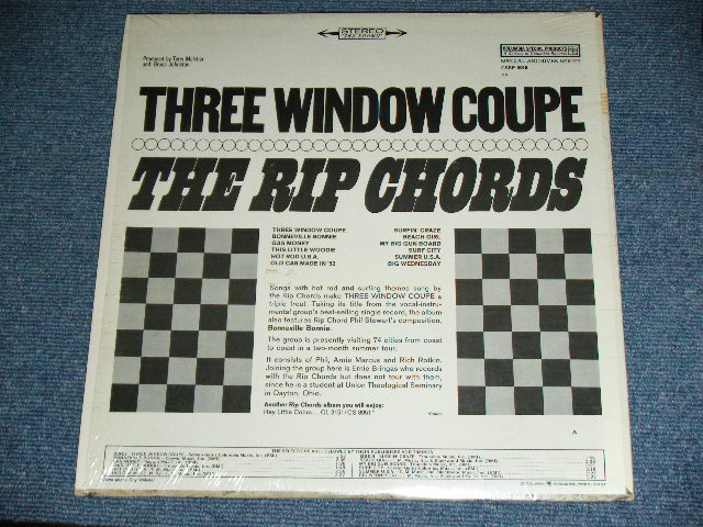 画像: THE RIP CHORDS - THREE WINDOW COUPE ( Matrix # 1E/1H ; MINT-/MINT- )   / 1969? US ORIGINAL RECORD CLUB RELEASE  STEREO Used LP 