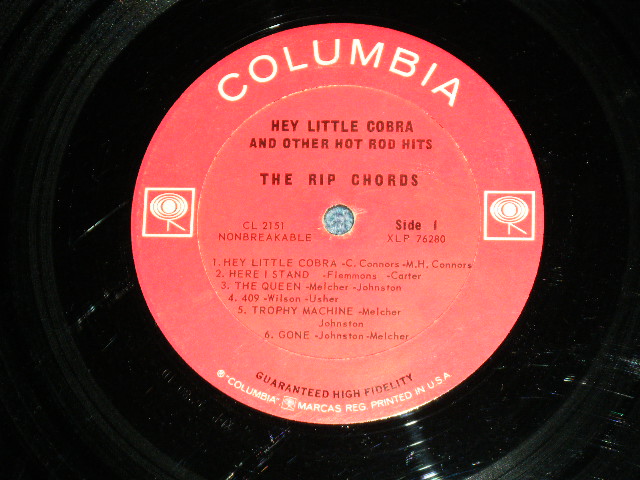 画像: THE RIP CHORDS - HEY LITTLE COBRA  (Matrix # 1A/1A)(Ex/Ex  WOBC)/ 1964 US AMERICA ORIGINAL 1st Press "2 EYE'S & Guaranteed Label" MONO Used LP 