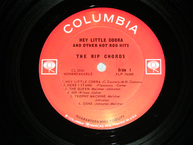 画像: THE RIP CHORDS - HEY LITTLE COBRA  (Matrix # 1AB/1H)(Ex+/Ex+++,Ex++)/1964 US AMERICA ORIGINAL 1st Press "2 EYE'S & Guaranteed Label" MONO Used LP 