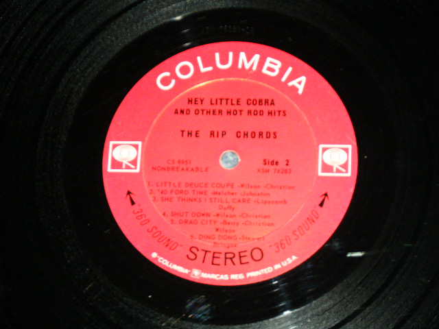 画像: THE RIP CHORDS - HEY LITTLE COBRA  ( Matrix # A)XSM 76282-1F  B)XSM 76283-1E) (VG+++/.Ex+ )   / 1964 US AMERICA ORIGINAL 2nd Press "360 Sound Label" STEREO Used LP 