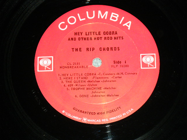 画像: THE RIP CHORDS - HEY LITTLE COBRA  (Matrix # 1A/1A )(Ex/MINT-) / 1964 US AMERICA ORIGINAL 1st Press "2 EYE'S & Guaranteed Label" MONO Used LP 