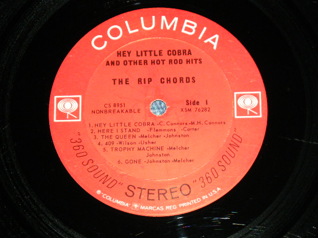 画像: THE RIP CHORDS - HEY LITTLE COBRA  ( Matrix # 1D/1E) (Ex+/Ex+++)/ 1964 US AMERICA ORIGINAL 2nd Press "360 Sound Label" STEREO Used LP