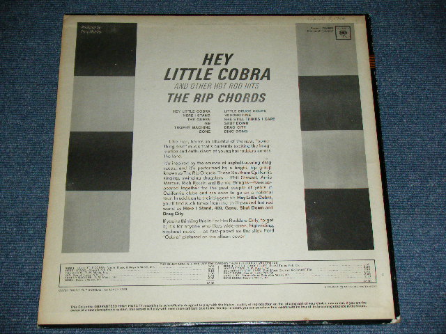 画像: THE RIP CHORDS - HEY LITTLE COBRA  (Matrix # 1E/1K)(Ex+/Ex+++) / 1964 US AMERICA ORIGINAL 2nd Press "360 Sound Label" MONO Used LP 