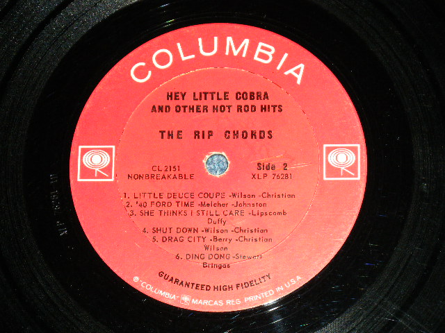 画像: THE RIP CHORDS - HEY LITTLE COBRA  (Matrix # 1D/1D)(Ex+/Ex+)/ 1964 US AMERICA ORIGINAL 1st Press "2 EYE'S & Guaranteed Label" MONO Used LP 