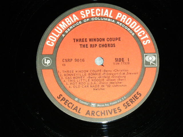 画像: THE RIP CHORDS - THREE WINDOW COUPE ( Matrix # 1K/1H ; MINT-/Ex+++ )   / 1969? US ORIGINAL RECORD CLUB RELEASE  STEREO Used LP 