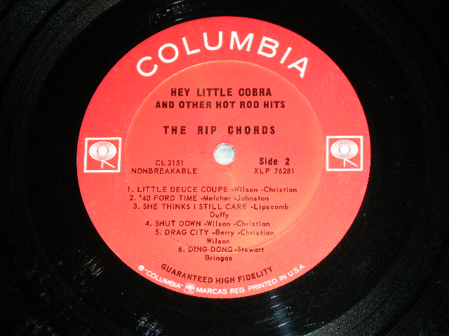 画像: THE RIP CHORDS - HEY LITTLE COBRA  (Matrix # 1AB/1H)(Ex+/Ex+++,Ex++)/1964 US AMERICA ORIGINAL 1st Press "2 EYE'S & Guaranteed Label" MONO Used LP 