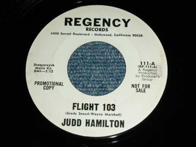 画像1: JUDD HAMILTON  ( SURPORTED by THE VENTURES ) - FLIGHT  103  ( Ex+++/Ex+++ ) / 1963 US ORIGINAL White Label PROMO Used 7"45's Single
