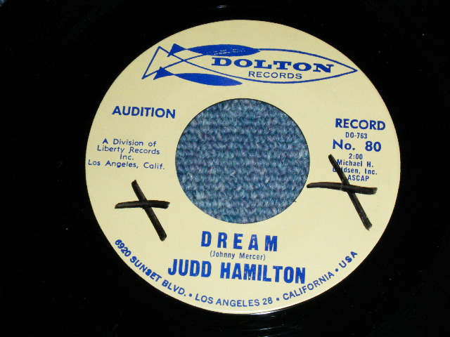 画像1: JUDD HAMILTON  ( SURPORTED by THE VENTURES ) - DREAM ( Ex+++/Ex+++ ) / 1963 US ORIGINAL AUDITION Label PROMO Used 7"45's Single