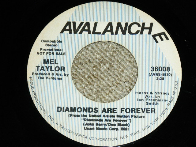 画像: MEL TAYLOR of The VENTURES - DIAMOND ARE FOEVER (PROMO ONLY SAME FLIP )  / 1970's US ORIGINAL 7"SINGLE