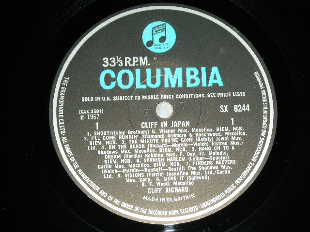 画像: CLIFF RICHARD - CLIFF IN JAPAN / 1968 UK ENGLAND ORIGINAL 1st Press BLUE "Columbia"  Label MONO Used  LP 