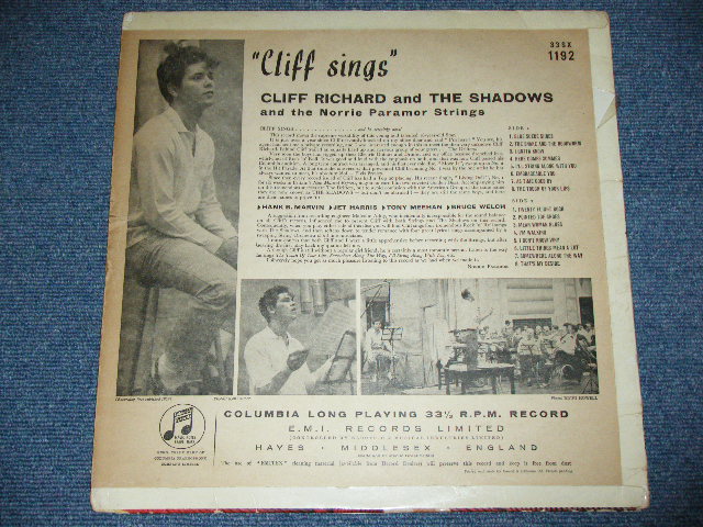 画像: CLIFF RICHARD & THE SHADOWS  - CLIFF SINGS  ( Ex+,Ex-/Ex++,B-6,7:Ex- )  / 1959  UK ENGLAND ORIGINAL 1st Press "GREEN With GOLD Text Label" Used  MONO LP 