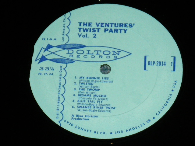 画像: THE VENTURES - DANCE WITH  THE VENTURES ( LIGHT BLUE Label : Matrix Number : A)BLP-2014-1-1A/B) BLP-2014-2-1A : Ex+/Ex+++ B-5&6 VG+++) / 1962  US  RE-PACKAGED "TWIST PARTY VOL.2" VERSION US Used  LP 